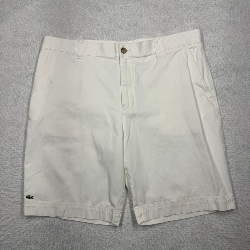 Lacoste Chino Shorts White Cotton Twill Men's Size 48 (38x9)